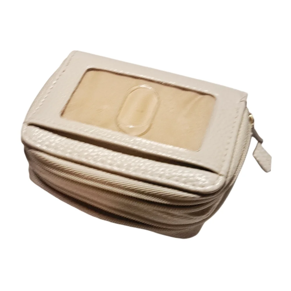 Buxton Cream High Quality Pebble Grain Faux Leather Wallet